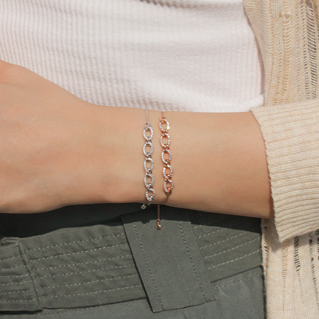 Cubain link line diamond bracelet